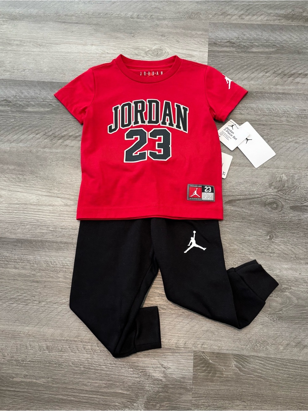 Jordan Red Tee with Black Joggers Kids Set